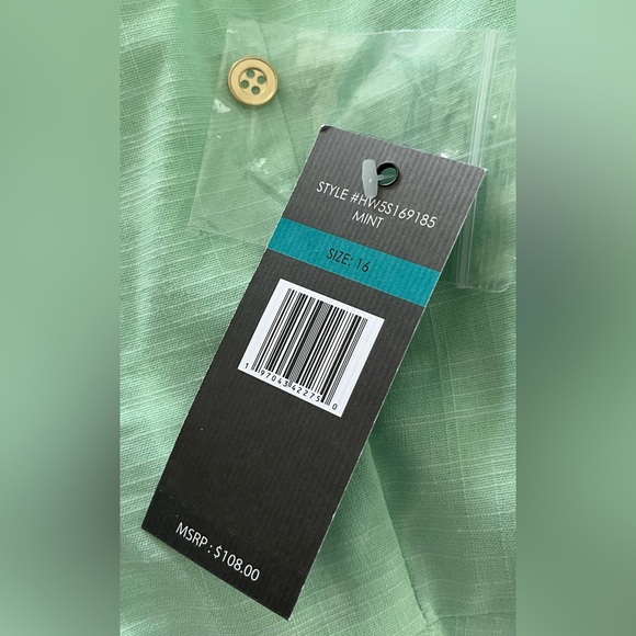 NWT Sharagano Mint Green Belted Midi Button Down Swing Dress, Size 16 - Picture 10 of 12